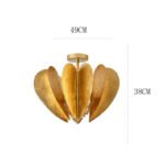 American Retro Gold Foil Semi-Flush Mount Ceiling Light - Image 9