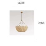 Vintage Wooden Bead Chandelier | Boho Rustic Pendant Light in White & Natural Wood - Image 12