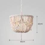 French Country Distressed White Wooden Bead Chandelier – Rustic Boho Lighting for Bedroom & Dining Room - Image 9