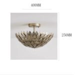Vintage Leaf Chandelier Ceiling Light | Antique Gold Floral Semi-Flush Mount for Living Room - Image 9