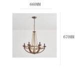 French Country & Rustic Farmhouse Wood Beaded Chandelier – 66cm - Image 10