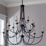 French Country Iron Chandelier | Black/White Wrought Iron Pendant Light (40-109cm) - Image 3