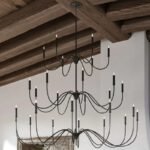 Curved Arm Black Chandelier | Modern Farmhouse & French Vintage Pendant Light for High Ceilings - Image 4