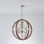 American Rustic Wood Globe Chandelier | Vintage Pendant Light for Dining Room & Living Room - Image 9