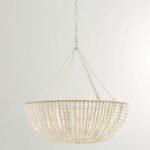 Vintage Wooden Bead Chandelier | Boho Rustic Pendant Light in White & Natural Wood - Image 11