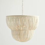 Two-Tier Wooden Bead Chandelier | Boho Rustic Pendant Light