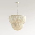 Two-Tier Wooden Bead Chandelier | Boho Rustic Pendant Light - Image 12