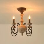 French Country Vintage Wooden Semi-Flush Mount Chandelier – 4-Light Rustic Ceiling Light for Bedroom & Dining Room - Image 10