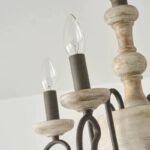 French Country Vintage Wooden Semi-Flush Mount Chandelier – 4-Light Rustic Ceiling Light for Bedroom & Dining Room - Image 7