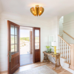 American Retro Gold Foil Semi-Flush Mount Ceiling Light - Image 4