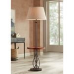 Rustic Vintage Floor Lamp with Built-in Side Table – American Farmhouse Style for Living Room & Bedroom - Image 2