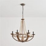 French Country & Rustic Farmhouse Wood Beaded Chandelier – 66cm - Image 2