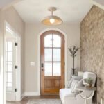 Vintage textured stone semi-flush ceiling light. Slim profile, warm ambient glow. Perfect for entryways, hallways, balconies - Image 3