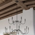 Curved Arm Black Chandelier | Modern Farmhouse & French Vintage Pendant Light for High Ceilings - Image 5
