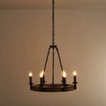 Rustic Wood Ring Chandelier | American Farmhouse Pendant Light for Living Room, Dining & Bedroom - Image 2