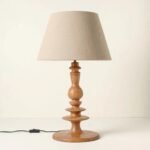 Handcrafted Wooden Table Lamp: Timeless American Vintage for Modern Spaces