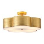 Distressed Black/Silver/Gold Floral Flush Mount | American Rustic Ceiling Lighting for Bedroom, Living & Dining
