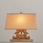 Vintage French Carved Solid Wood Table Lamp