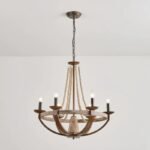 French Country & Rustic Farmhouse Wood Beaded Chandelier – 66cm - Image 3
