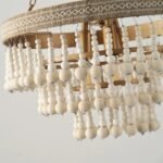 French Bohemian Wooden Bead Chandelier | Rustic Loft Pendant Light for Living Room & Dining - Image 4