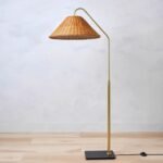 Rattan Arc Floor Lamp | Modern American Rustic Standing Light for Living Room & Bedroom