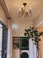 French Country Vintage Wooden Semi-Flush Mount Chandelier – 4-Light Rustic Ceiling Light for Bedroom & Dining Room - Image 6