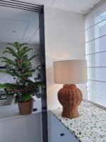 handwoven rattan table lamp,  rustic woven lighting , coastal style table lamp, artisanal woven lamp - Image 4