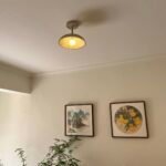 Vintage textured stone semi-flush ceiling light. Slim profile, warm ambient glow. Perfect for entryways, hallways, balconies - Image 4