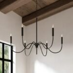 Curved Arm Black Chandelier | Modern Farmhouse & French Vintage Pendant Light for High Ceilings - Image 6
