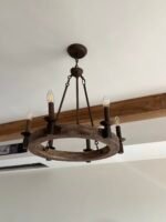 Rustic Wood Ring Chandelier | American Farmhouse Pendant Light for Living Room, Dining & Bedroom - Image 3