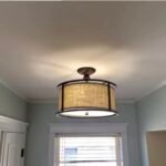 Farmhouse Linen Drum Semi-Flush Mount Light: Warm Rustic Elegance for Your Home - Image 5