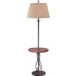 Rustic Vintage Floor Lamp with Built-in Side Table – American Farmhouse Style for Living Room & Bedroom