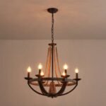 French Country & Rustic Farmhouse Wood Beaded Chandelier – 66cm