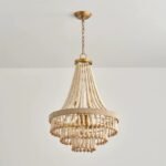 French Bohemian Wooden Bead Chandelier | Rustic Loft Pendant Light for Living Room & Dining - Image 5