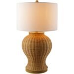 handwoven rattan table lamp,  rustic woven lighting , coastal style table lamp, artisanal woven lamp - Image 2