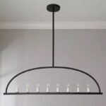 Minimalist Linear Candle Chandelier | American French Style Dining Pendant Light (Gold/Black, 106cm/137cm)