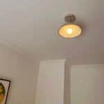 Vintage textured stone semi-flush ceiling light. Slim profile, warm ambient glow. Perfect for entryways, hallways, balconies - Image 5