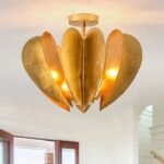 American Retro Gold Foil Semi-Flush Mount Ceiling Light