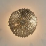 Vintage Leaf Chandelier Ceiling Light | Antique Gold Floral Semi-Flush Mount for Living Room - Image 3