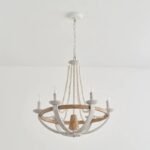 French Country & Rustic Farmhouse Wood Beaded Chandelier – 66cm - Image 4