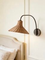 Rattan Wall Sconce | American Retro & French Mid-Century Wall Lamp for Bedroom & Villa - Image 4