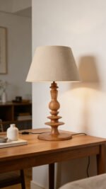Handcrafted Wooden Table Lamp: Timeless American Vintage for Modern Spaces - Image 4