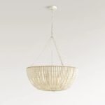 Vintage Wooden Bead Chandelier | Boho Rustic Pendant Light in White & Natural Wood - Image 6