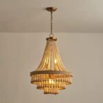 French Bohemian Wooden Bead Chandelier | Rustic Loft Pendant Light for Living Room & Dining