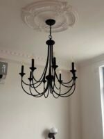 French Country Iron Chandelier | Black/White Wrought Iron Pendant Light (40-109cm) - Image 12