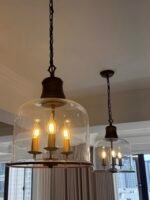 Bell Jar Glass Pendant Light | Vintage Industrial Farmhouse Chandelier for Kitchen & Dining - Image 9