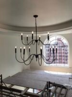 Curved Arm Black Chandelier | Modern Farmhouse & French Vintage Pendant Light for High Ceilings - Image 8