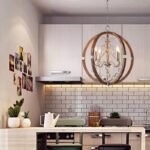 American Rustic Wood Globe Chandelier | Vintage Pendant Light for Dining Room & Living Room - Image 5