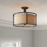 Farmhouse Linen Drum Semi-Flush Mount Light: Warm Rustic Elegance for Your Home - Image 3