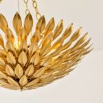 French Vintage Brass Leaf Chandelier – Artistic Statement Lighting for Bedroom & Dining Room - Image 4